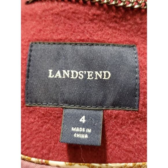 Land's End Women's Red Solid Wool Long Sleeve Collared Mid Length Coat Size 4 - Picture 12 of 13